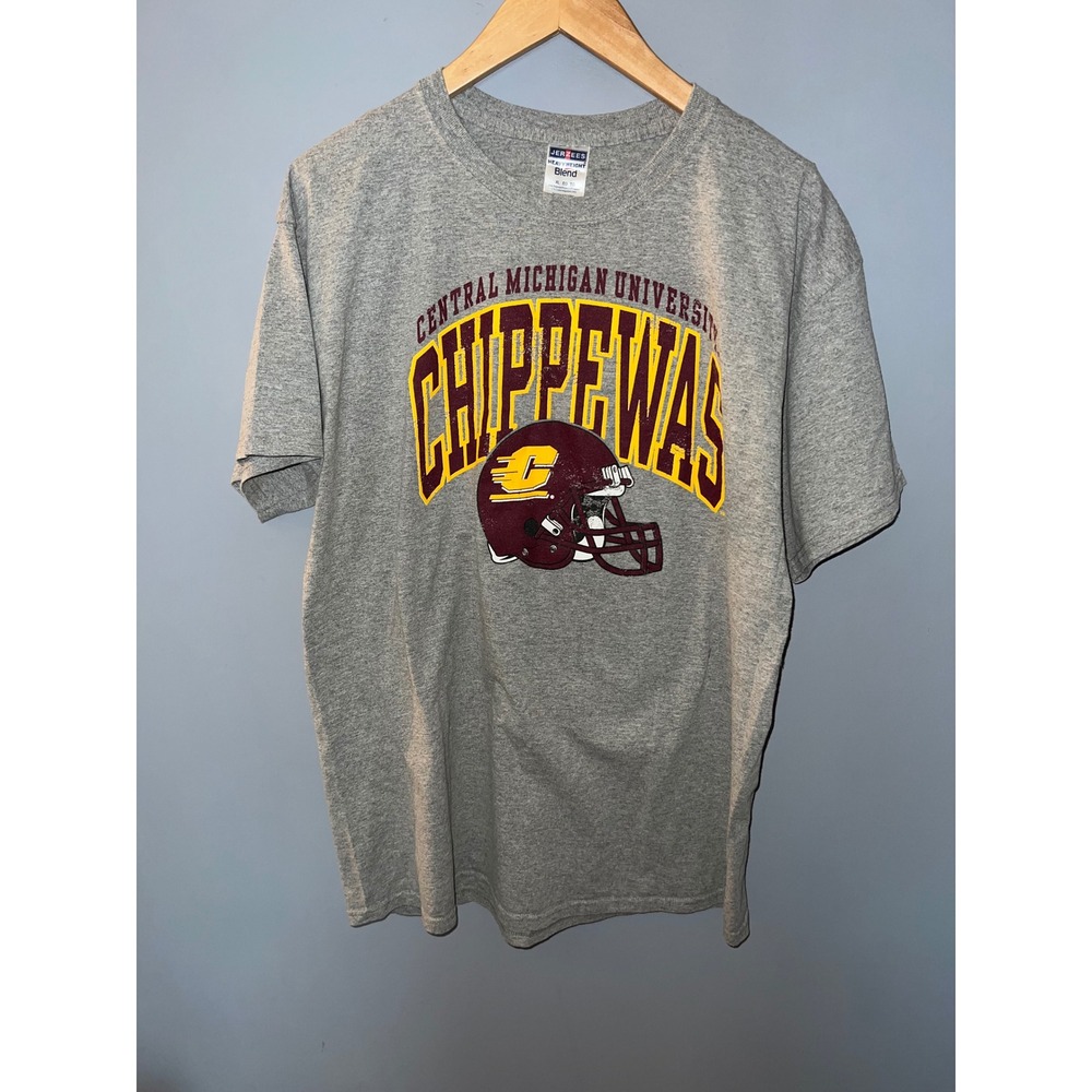 Jerzees Central‎ Michigan University Chippewas Football T-Shirt XL Gray CMU Tee